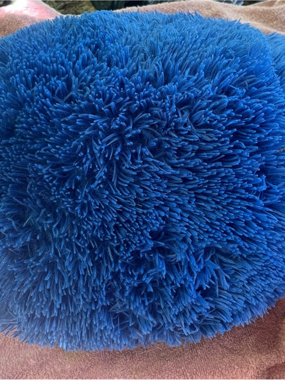 Mainstays Plush Shag Round Accent Pillow in Bright Blue